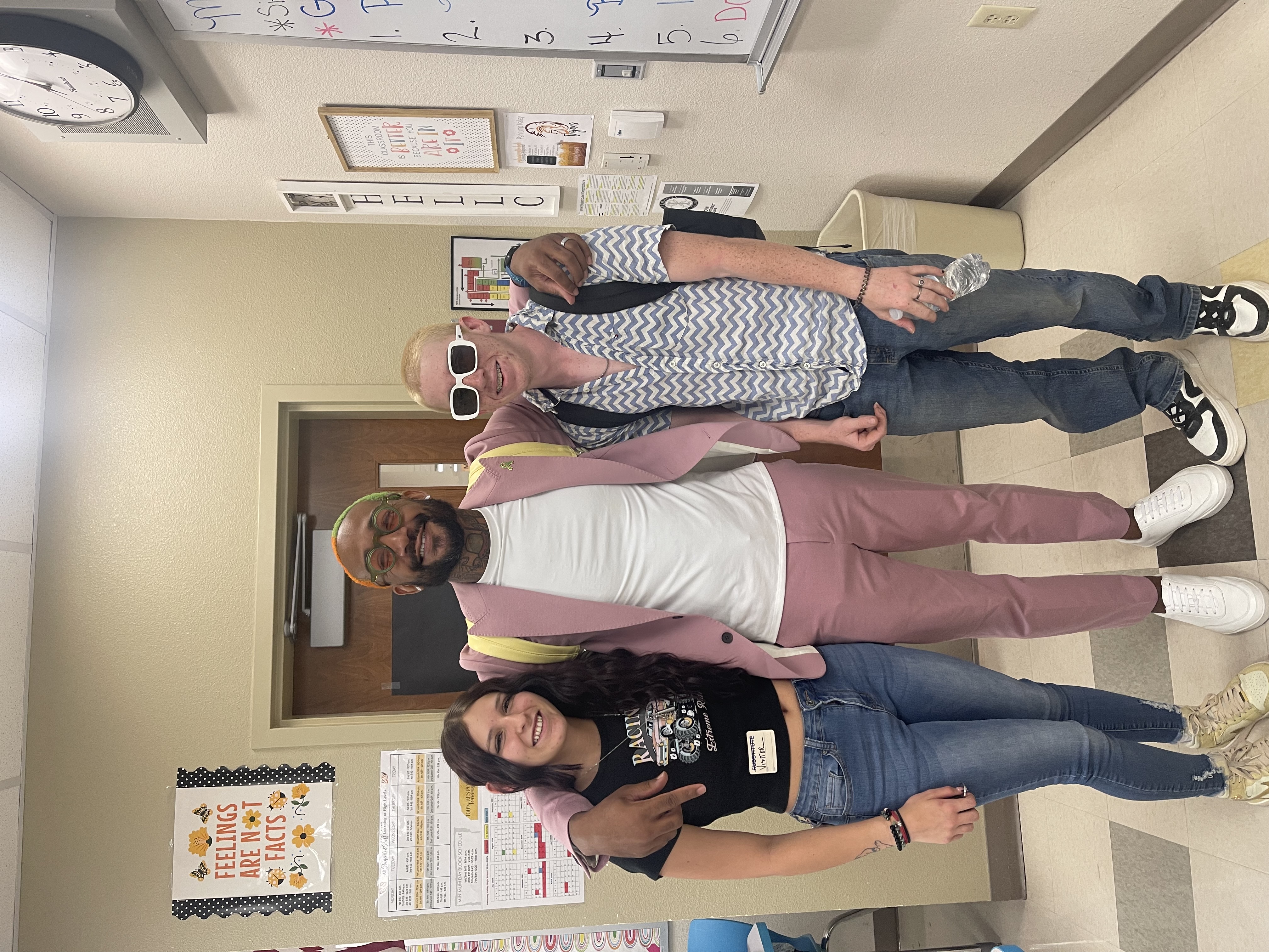 Chris with students in classroom
